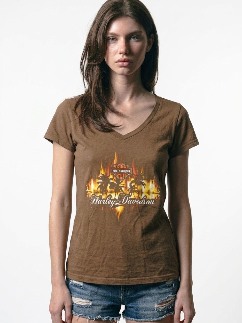 HARLEY DAVIDSON | St. Thomas USVI Brown Short Sleeve Tee Women’s Size Medium